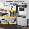 Commercial ice cream Maker, 22-30L/h output, 2 * 7L Hoppers, LCD panel, automatic cleaning, suitable for restaurants or mobile cars, frozen yogurt ice cream manufacturing machines - Image 2