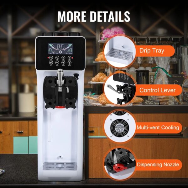 VEVOR Commercial Ice Cream Maker Single Flavor 10-15.2L /2.7-4Gal Per Hour Soft-Serve Ice Cream Machine with LCD Panel, Stainless Steel - Image 9