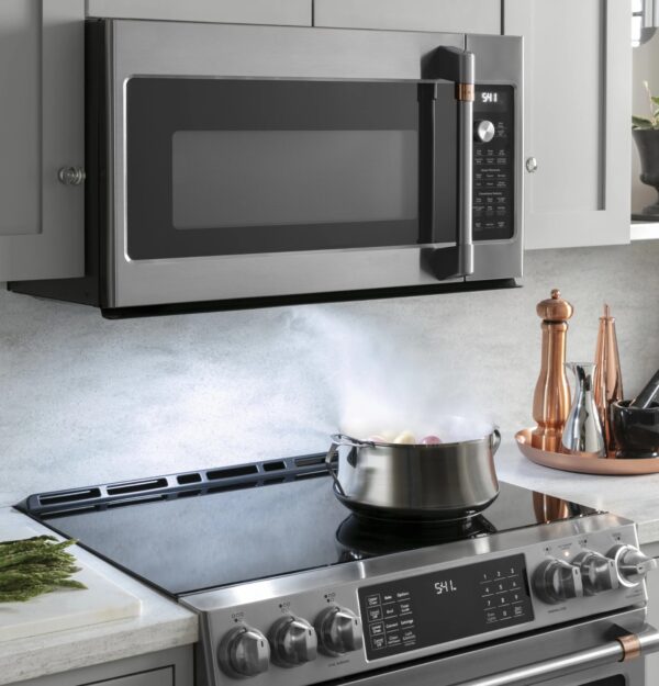 CVM517P4RW2 Cafe 30" Over-the-Range Microwave Oven with Air Fry - Matte White with Brushed Bronze Handle - Image 7