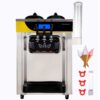 KFFKFF Commercial Ice Cream Maker, 22-30L/H Yield, 2200W Countertop Soft Serve Machine w/ 2x6L Hopper 2L Cylinder LCD Panel Puffing Shortage Alarm, Frozen Yogurt Maker for Restaurant Snack Bar.