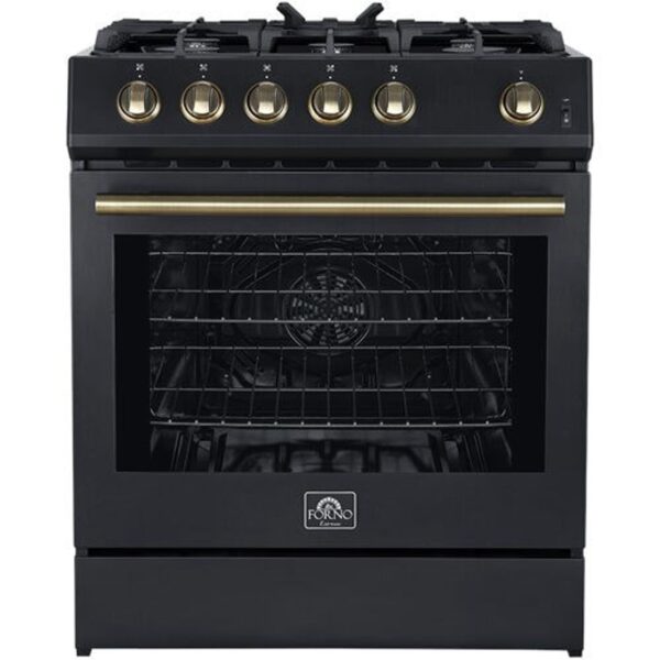 FFSGS111630BLK Forno Espresso 30" Slide-In Gas Range with 4 Elements and ConvectionOven - Black - Image 4