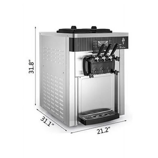 VEVOR Commercial Ice Cream Machine 20-28L/H Soft Serve with LED Display Auto Clean 3 Flavors 2200W,Silver
