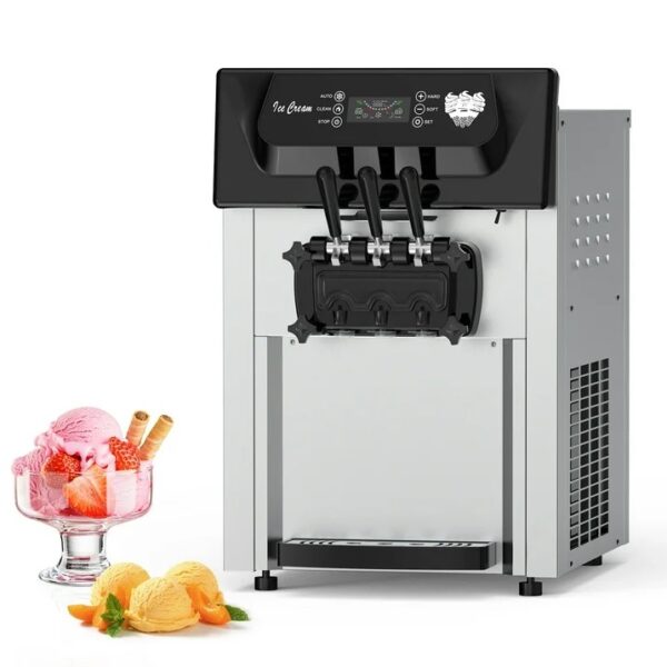 2200W Commercial Ice Cream Machine, 2+1 Flavors Soft Serve Ice Cream Maker, 5.3 to 7.4Gal per Hour Countertop Ice Cream Machine for Home Snack Bar, Auto Clean - Image 12