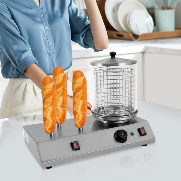 Commercial Hot Dog Machine, 110V Bun Warmer Machine Hot Dog Steamer Hotdog Machine with Bun Warmer Hot Dog Warmer Independent Dual Control for Home, Fried Chicken Restaurants, Snack Bars - Image 6