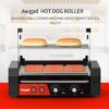 Hot Dog Roller Machine, 12 Hot Dog and 5 Non-Stick Roller, Sausage Grill Cooker Machine with Glass Cover, Drip Tray, Dual Temperature Control for Commercial and Household Use (5 Rollers+Cover) - Image 3