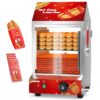 Hot Dog Steamer - 2 Tiers Electric Hot Dog Steamer with Bun Warmer 27 L/24.52 QT, Visuable Glass Slide Doors Suit for 175 Hot Dogs and 40 Buns