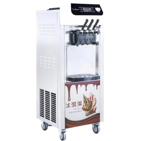 Commercial Soft Ice Cream Machine, 3 Flavors Clean Led Panel Perfect for Restaurants Snack Bar Supermarkets 2200W