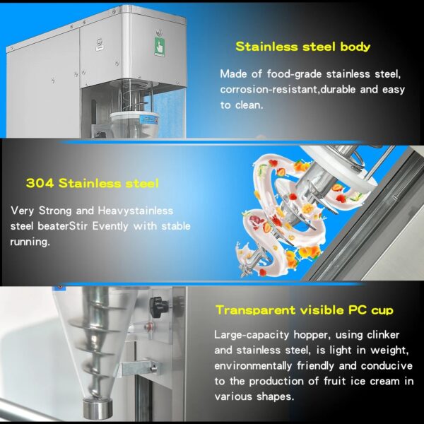 Kolice Commercial Frozen Yogurt Gelato Ice Cream Blending Machine,Swirl Ice Cream Machine - Image 5