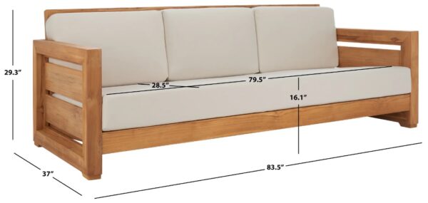 Guadeloupe Outdoor Brazilian Teak 3-seat Sofa - Image 10