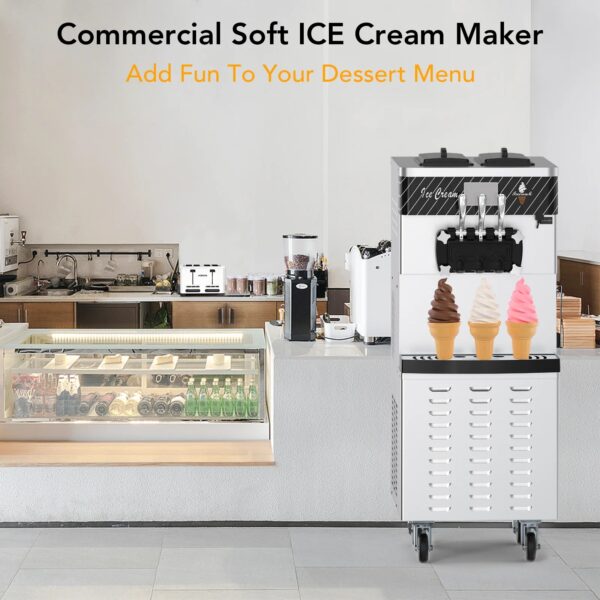 Commercial ice cream Maker, 22-30L/h output, 2 * 7L Hoppers, LCD panel, automatic cleaning, suitable for restaurants or mobile cars, frozen yogurt ice cream manufacturing machines - Image 4