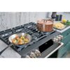 CGS700P4MW2 Cafe 30" Slide-In Convection Gas Range with Front Controls with 6 Sealed Burners - Matte White with Brushed Bronze Handles and Knobs - Image 2