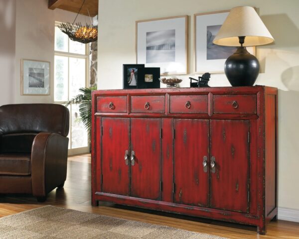 58'' Red Asian Cabinet - Image 2