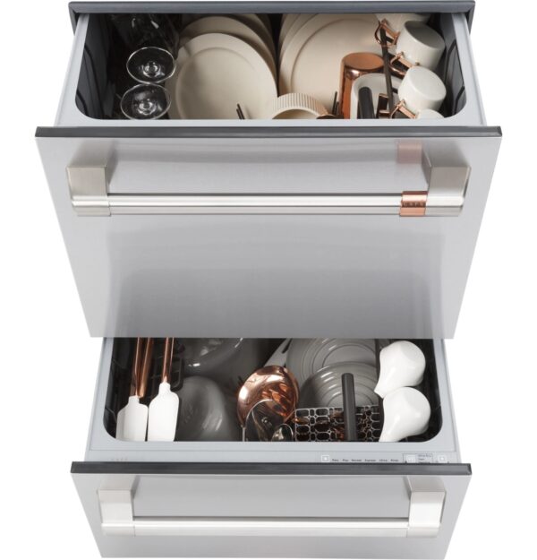CDD420P2TS1 Cafe 24" Top Control Double Drawer Dishwasher with Knock to Pause - 49 dBA - Stainless Steel with Brushed Stainless Steel Handles - Image 7