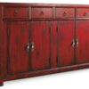 58'' Red Asian Cabinet