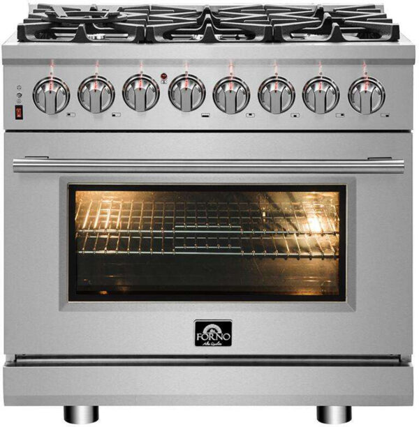 FFSGS612536 Forno 36" Dual Fuel Range 6 Sealed Burners Pro Style Alta Qualita - Stainless Steel