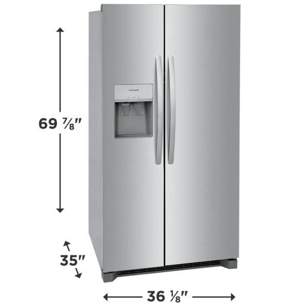 FRSS2623AS Frigidaire 36" 25.6 cu. ft. Side by Side Refrigerator with External Water Dispenser - Stainless Steel - Image 3