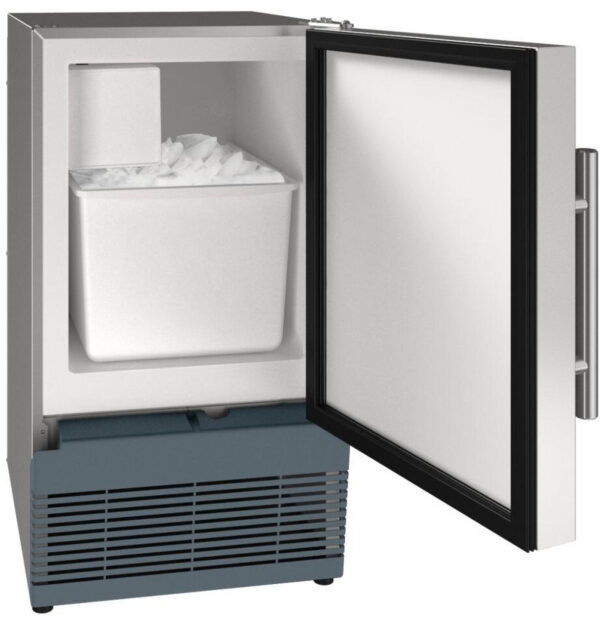 UACR015-SS01A U-line 15" ADA Compliant Crescent Ice Maker with 25 lbs Ice Production and Reversible Hinge - Stainless Steel - Image 2